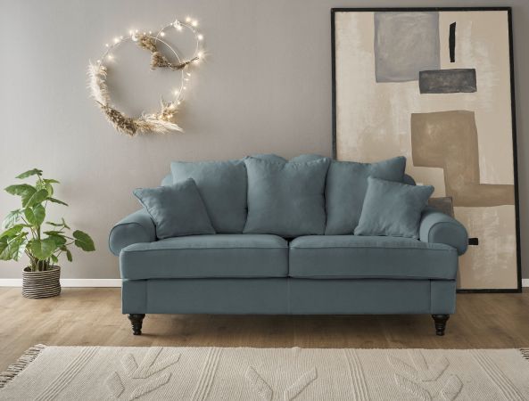 Sofa Adelina in grau Landhaus Couch 3-Sitzer 200 cm