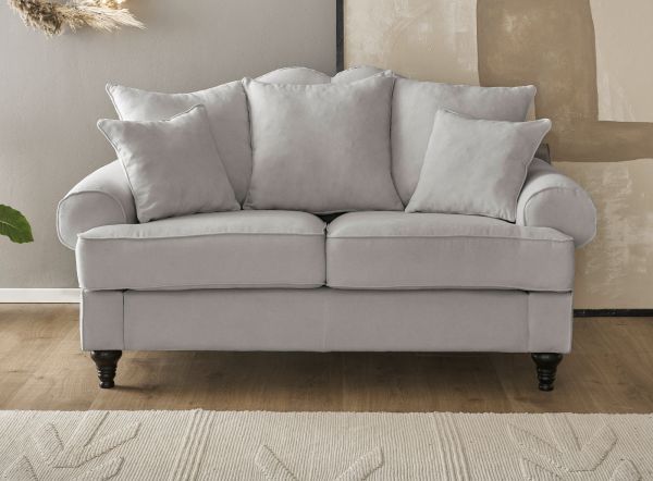 Sofa Adelina in hellgrau Landhaus Couch 2-Sitzer 170 cm