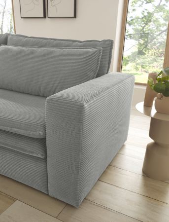 Schlafsofa Pesaro in hellgrau Cord Sofa 3-Sitzer mit Bettfunktion 244 cm