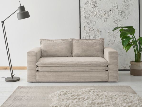 Sofa Pesaro in beige Cord Couch 2-Sitzer 180 cm