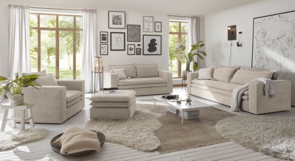 Sofa Pesaro in beige Cord Couch 2-Sitzer 180 cm