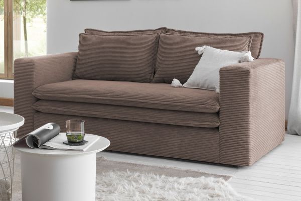 Sofa Pesaro in braun Cord Couch 2-Sitzer 180 cm