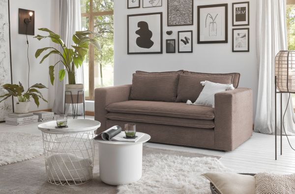 Sofa Pesaro in braun Cord Couch 2-Sitzer 180 cm