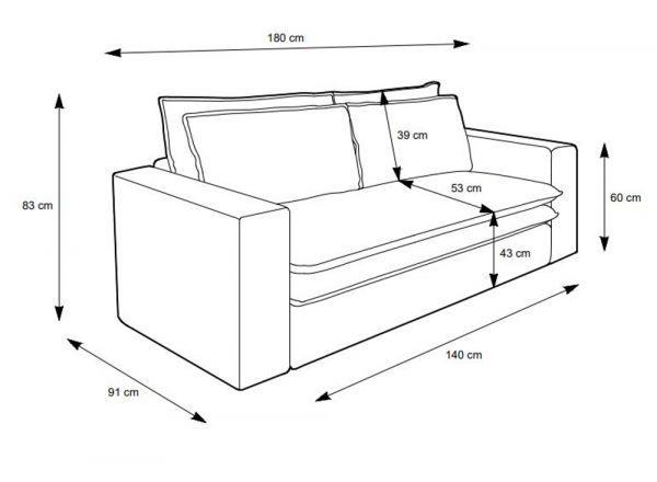 Sofa Pesaro in braun Cord Couch 2-Sitzer 180 cm