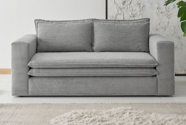 Sofa Pesaro in hellgrau Cord Couch 2-Sitzer 180 cm