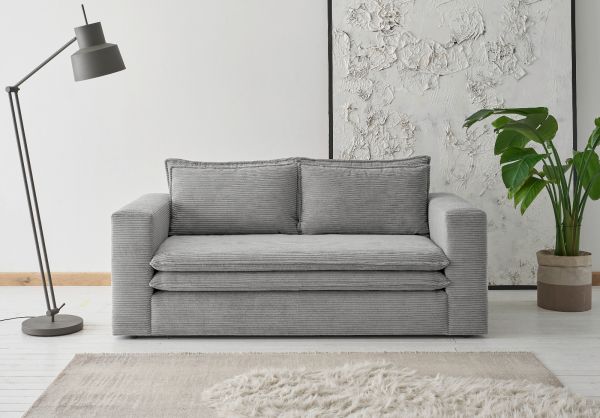 Sofa Pesaro in hellgrau Cord Couch 2-Sitzer 180 cm