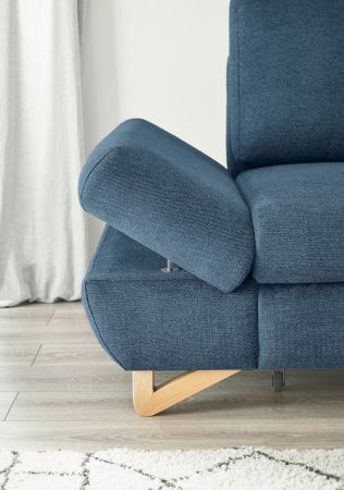 Ecksofa Skalm in blau Struktur-Stoff Sofa mit Bettfunktion und Stauraum 284 cm