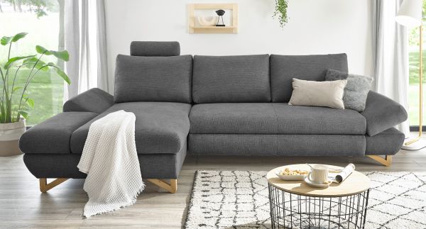 Ecksofa Skalm in grau Struktur-Stoff Wohnzimmer Sofa