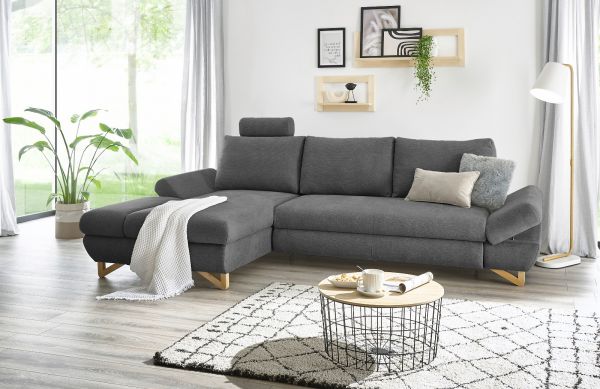 Ecksofa Skalm in grau Struktur-Stoff Wohnzimmer Sofa