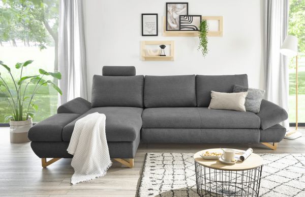 Ecksofa Skalm in grau Struktur-Stoff Wohnzimmer Sofa