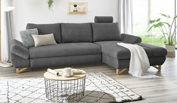 Ecksofa Skalm in grau Struktur-Stoff Wohnzimmer Sofa