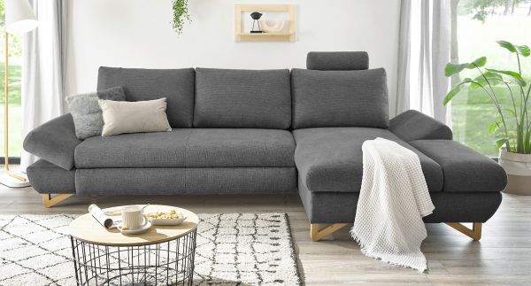 Ecksofa Skalm in grau Struktur-Stoff Wohnzimmer Sofa