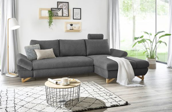 Ecksofa Skalm in grau Struktur-Stoff Wohnzimmer Sofa