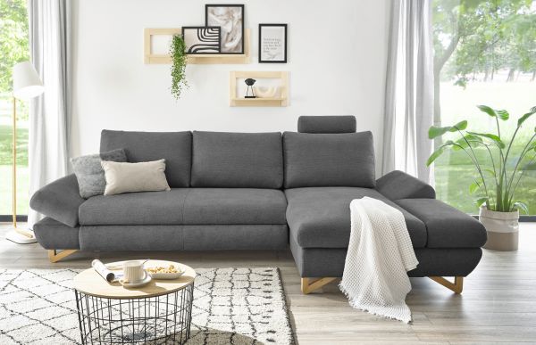 Ecksofa Skalm in grau Struktur-Stoff Wohnzimmer Sofa
