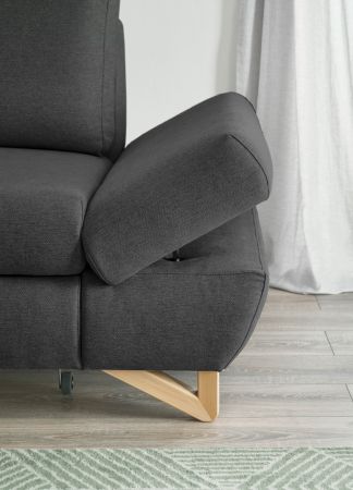 Ecksofa Skalm in grau Velours Sofa mit Bettfunktion und Stauraum 284 cm