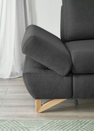 Ecksofa Skalm in grau Velours Sofa mit Bettfunktion und Stauraum 284 cm