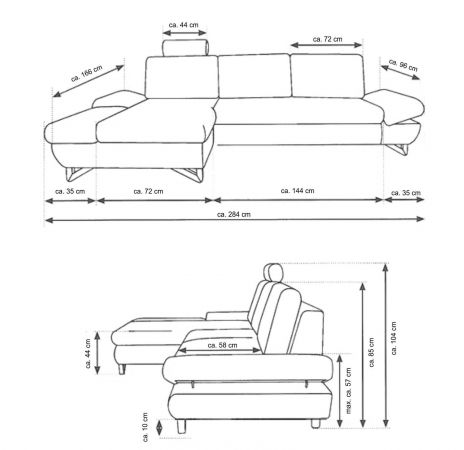 Ecksofa Skalm in grau Velours Wohnzimmer Sofa