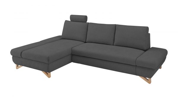 Ecksofa Skalm in grau Velours Wohnzimmer Sofa