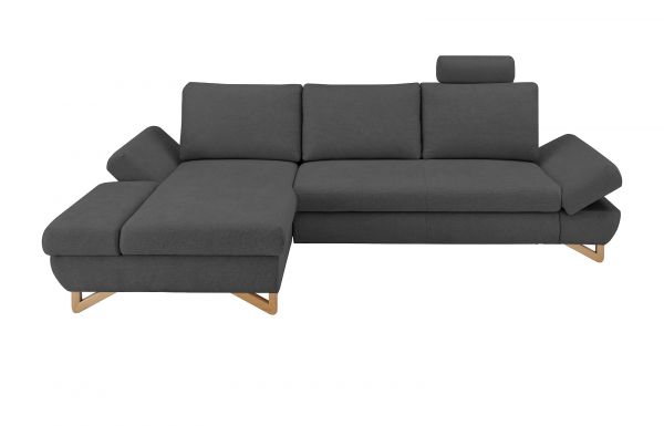 Ecksofa Skalm in grau Velours Wohnzimmer Sofa