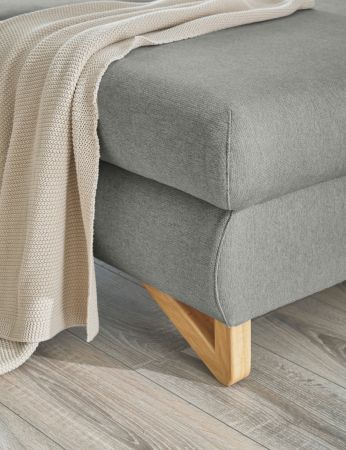 Ecksofa Skalm in hellgrau Velours Sofa mit Bettfunktion und Stauraum 284 cm