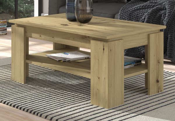 Couchtisch Titan in Artisan Eiche Beistelltisch mit Ablage 100 x 60 cm