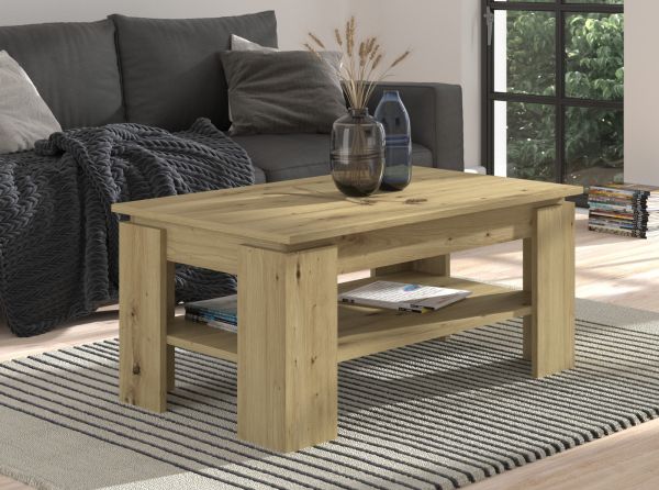 Couchtisch Titan in Artisan Eiche Beistelltisch mit Ablage 100 x 60 cm