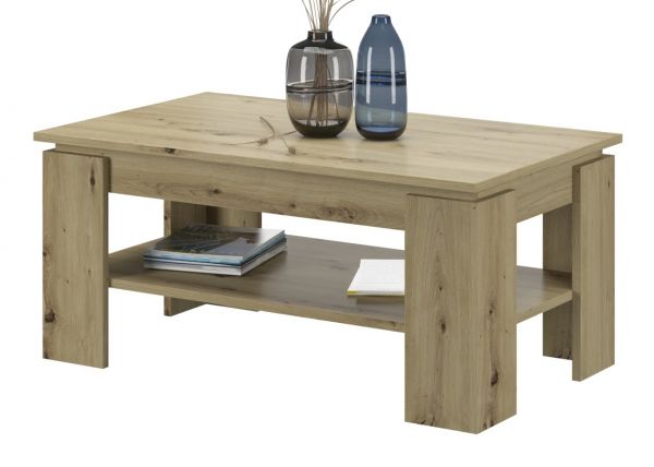 Couchtisch Titan in Artisan Eiche Beistelltisch mit Ablage 100 x 60 cm