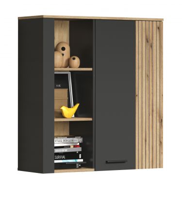 Hngevitrine Esteban in grau und Evoke Eiche Vitrine hngend 90 x 99 cm