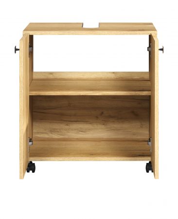 Waschbeckenunterschrank Bliss in Evoke Eiche Badschrank auf Rollen 60 cm