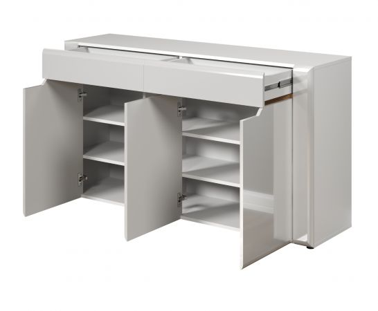 Sideboard Marlon in wei Hochglanz und Evoke Eiche Kommode 150 x 84 cm