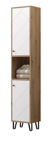 Badezimmer Hochschrank Touch in wei matt Lack und Artisan Eiche Badschrank 36 x 191 cm