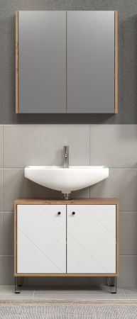 Badezimmer Spiegelschrank Touch in Artisan Eiche Badschrank 2-trig 69 x 70 cm