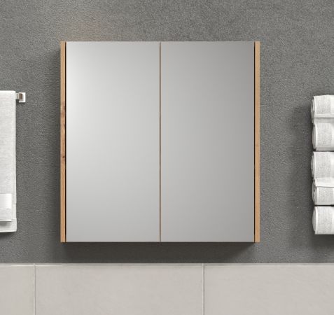 Badezimmer Spiegelschrank Touch in Artisan Eiche Badschrank 2-trig 69 x 70 cm