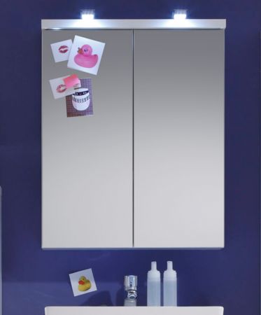 Badezimmer Spiegelschrank Nightlife wei tiefgezogen Badschrank 2-trig 65 x 80 cm