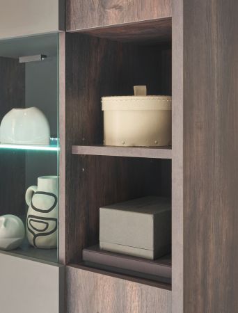 Esszimmer Set Piano in Thermo Eiche und grau Speisezimmer 4-teilig mit Soft-Close
