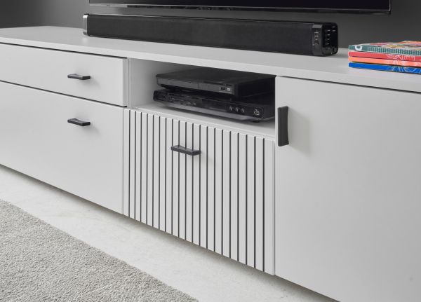 Wohnwand Merced in wei matt Wohnkombination 5-teilig 328 x 180 cm