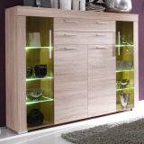 Wohnzimmer: Highboard Boom Sonoma Eiche sgerau, hell (160x137 cm) inkl. LED-Beleuchtung