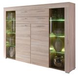 Wohnzimmer: Highboard Boom Sonoma Eiche sgerau, hell (160x137 cm) inkl. LED-Beleuchtung
