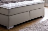 Boxspringbett Isabelle 180 x 200 cm Leder Optik muddy Taschenfederkern Matratze