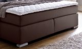 Boxspringbett Isabelle 180 x 200 cm Leder Optik braun Taschenfederkern Matratze
