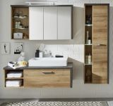 Badmbel Set Bay Eiche Riviera, Beton grau, 3-teilig (186 x 170 cm)