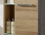 Badezimmer Waschbeckenunterschrank Bay in Eiche Riviera und Beton grau Badschrank 123 x 39 cm