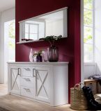 Wandspiegel mit Ablage Georgia Pinie Struktur wei im Landhausstil 197 x 63 cm