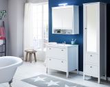 Badezimmer Spiegelschrank Ole in wei Landhaus inkl. LED Badschrank 2-trig 81 x 80 cm
