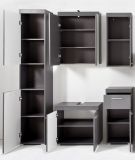 Badezimmer Badmbel Set Amanda Hochglanz grau inkl. LED-Beleuchtung Badkombination 6-teilig