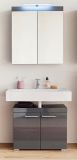 Badezimmer Badmbel Set Amanda in grau Hochglanz Badkombination 2-teilig 60 x 190 cm