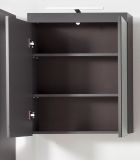 Badezimmer Spiegelschrank Amanda in grau Hochglanz 2-trig inkl. LED 60 x 77 cm