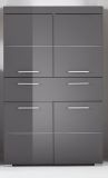 Badezimmer Midischrank Amanda in grau Hochglanz Badschrank 73 x 132 cm