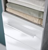 Badezimmer Unterschrank Nano in wei� Hochglanz und Stone Design grau Badschrank h�ngend 32 x 82 cm