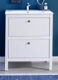 Badezimmer Waschbeckenunterschrank Ole in wei inkl. Waschbecken Badschrank im Landhausstil 61 x 82 cm